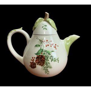 Lenox Williamsburg Boxwood & Pine Pear Teapot 6237564 w/ Box – Excellent